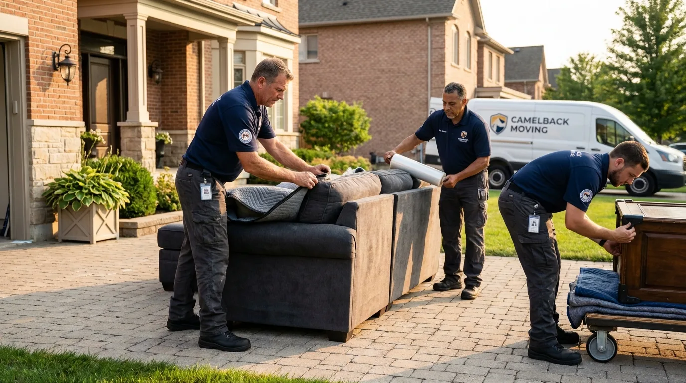 Large estate moving crew wrapping furniture in Ava, MO